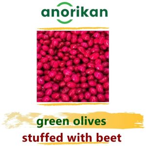 stuffed green olives with beet from turkey
